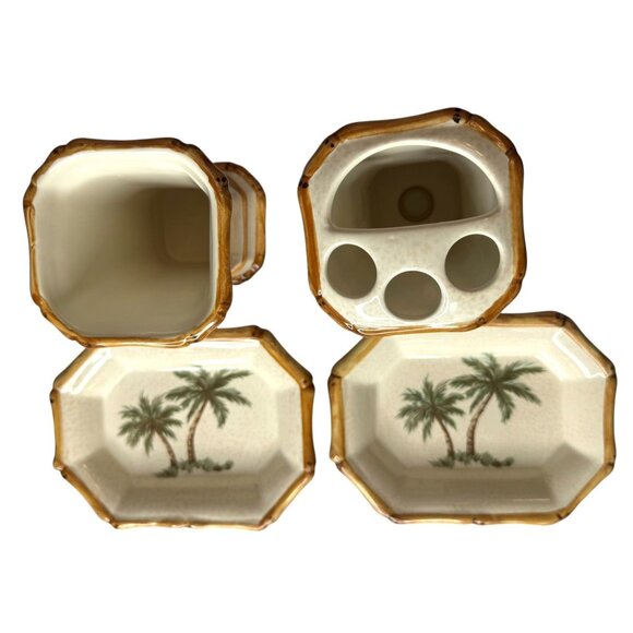 Springmaid Palm Breeze Ceramic Bathroom Accessory Set - Picture 6 of 8